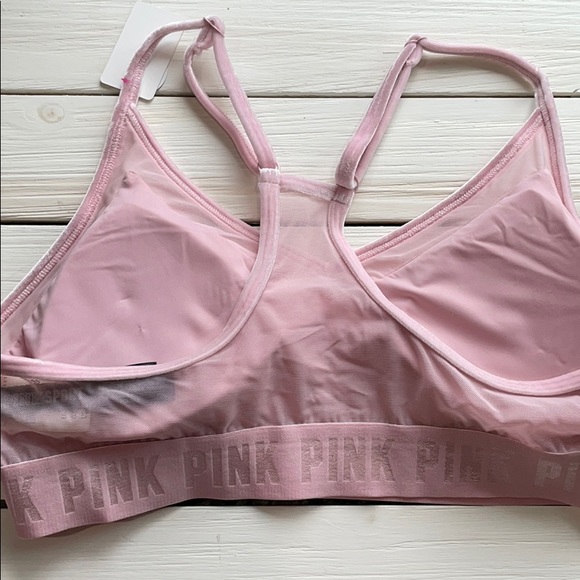NWT VS PINK Velour Light Pink Sports Bra size L - Picture 4 of 6